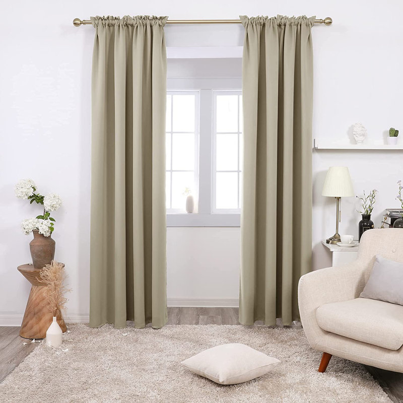 Peniste Room Darkening Curtain Pair, 52" W x 84" L, Beige