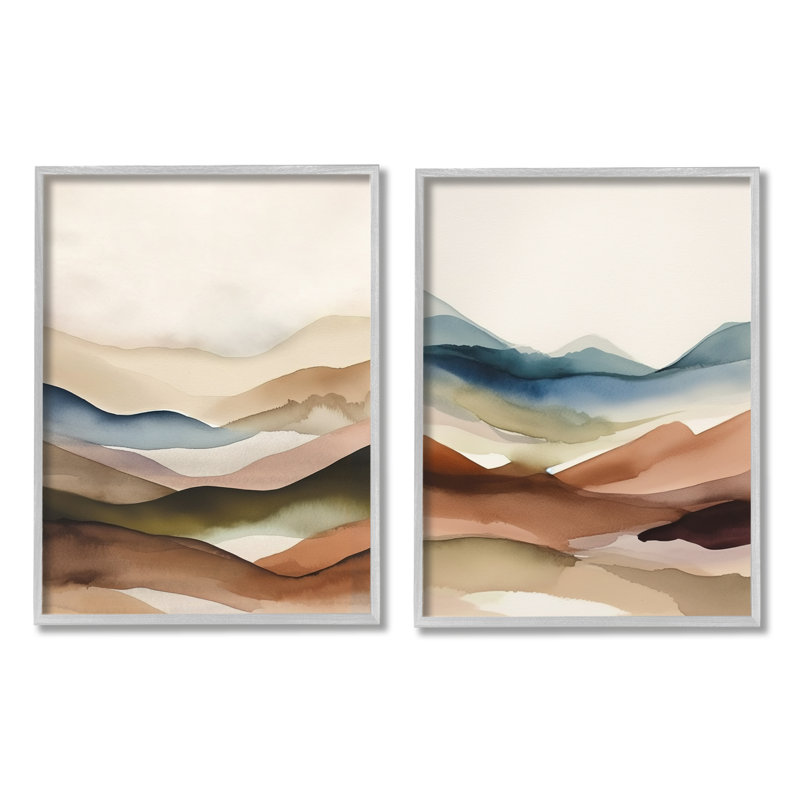 «Abstract Desert Dunes», impression sur bois 2 pièces, H 30 po x l 48 po x P 1,5 po, Estampe numérique Farmhouse
