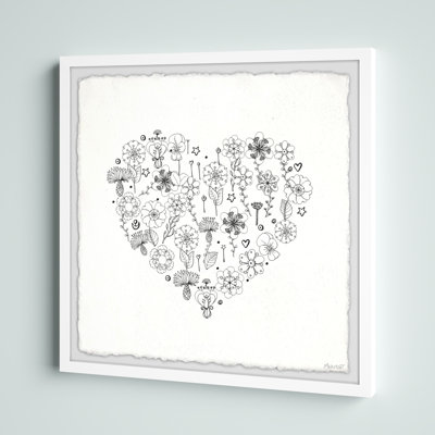 Cœur et fleur - couche, impression de dessin encadré