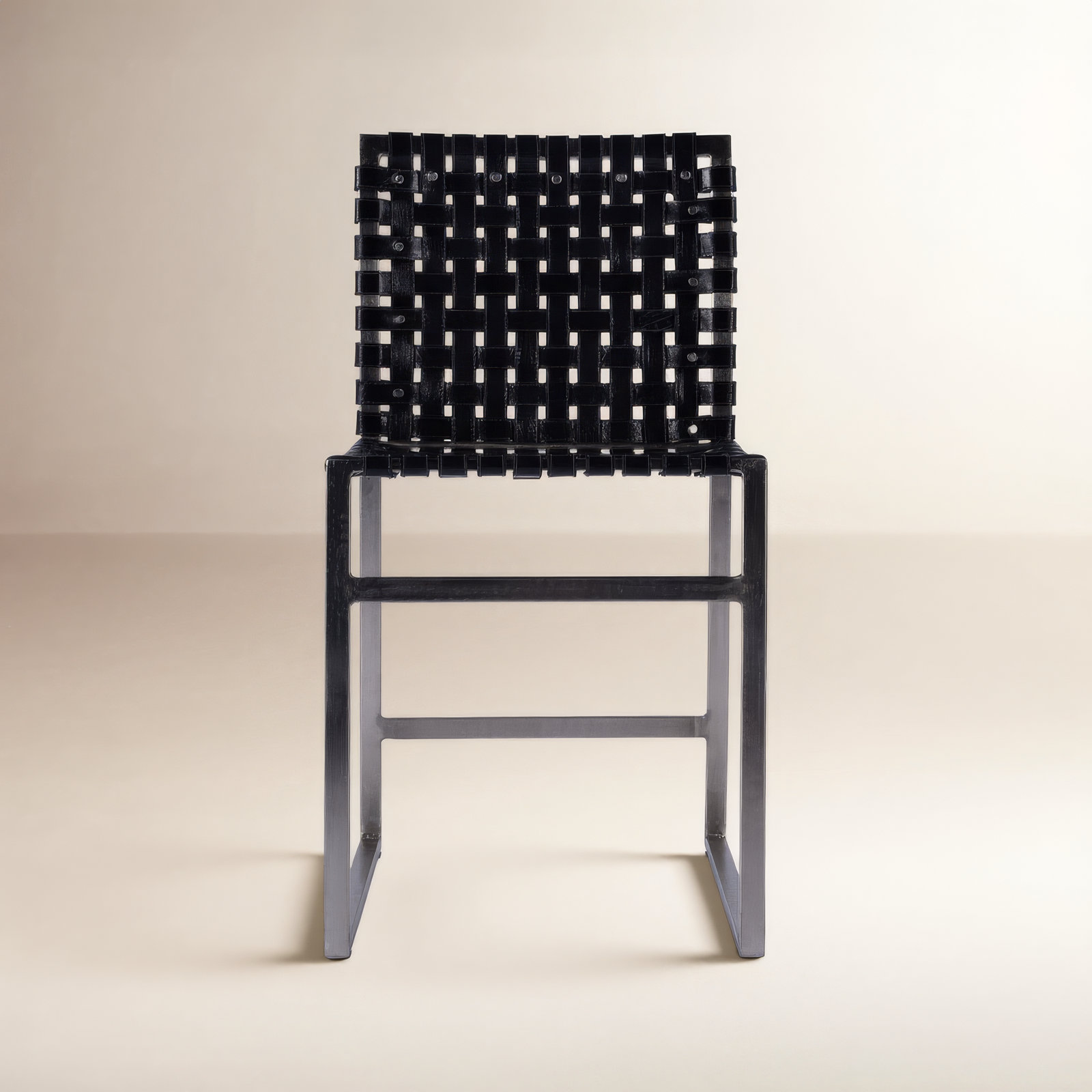 Augusta Genuine Leather Side Chair, Black/Silver