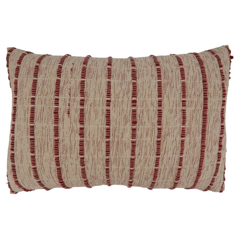 Coussin lombaire tissé à rayures, Mélange de duvet, Rouge