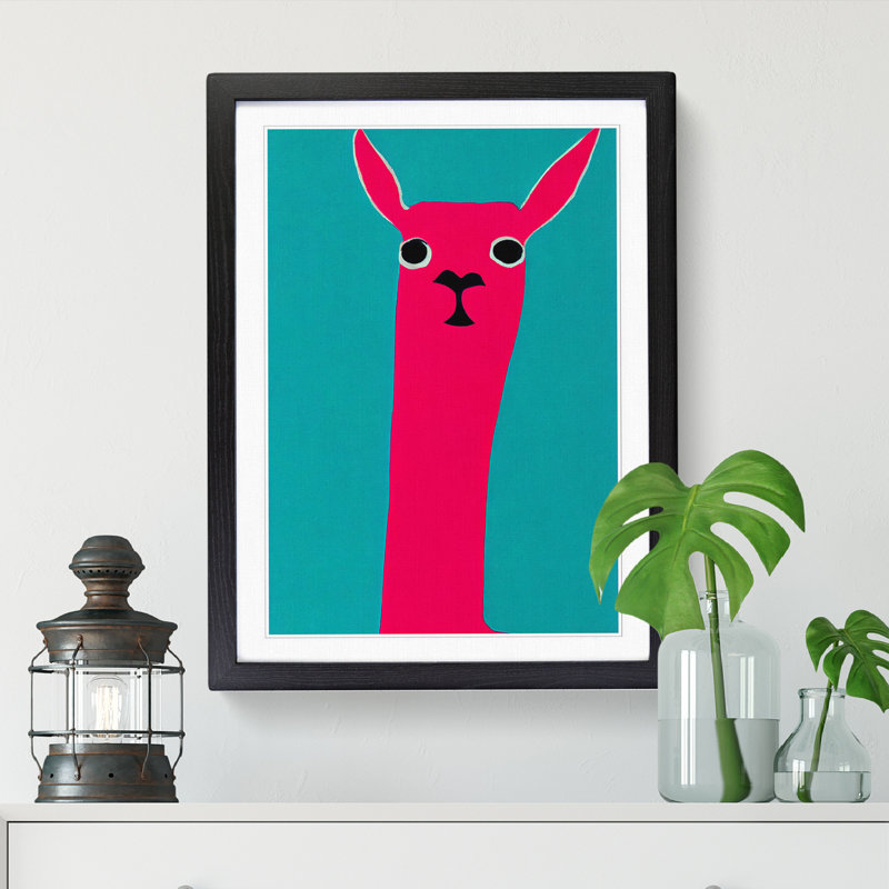 Llama Abstract - Single Picture Frame Print, Black, 64cm H x 46cm W x 2cm D