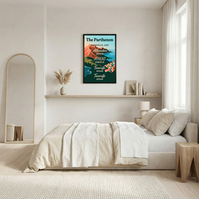 Villes et pays dans le style d'affiches de voyage rétro sur toile, H 36 po x l 24 po