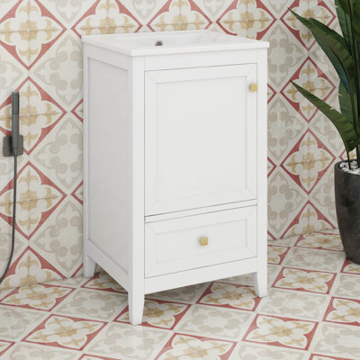 20-Inch Bathroom Vanity With Sink, Free Standing Bathroom Vanity Cabinet With Soft Closing Door, Storage Rack, And Drawer