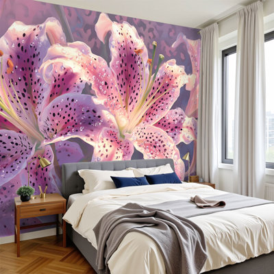 Papier peint adhésif rétro à motif de fleurs exotiques tropicales à motif d'animaux audacieux H 69 po x l 96 po, papier peint amovible en PVC, adhésif mural pour chambre à coucher, bureau à domicile
