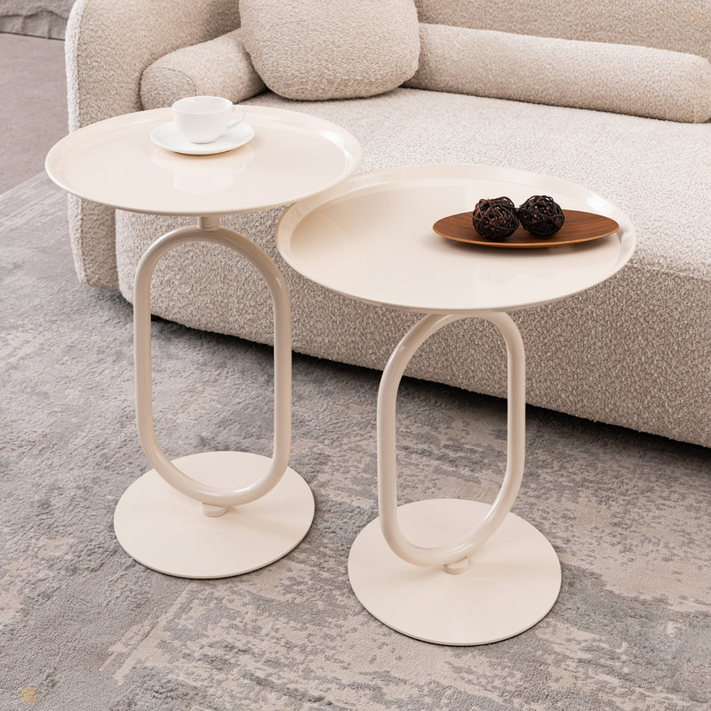 2 PCS. Table de bout en forme de lanterne en métal, petite table d'appoint ronde, table basse moderne à cocktail
