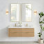 Meuble-lavabo double flottant 60 po en cendre délavé avec plateau en quartz blanc Barcelona-121696777-121696774