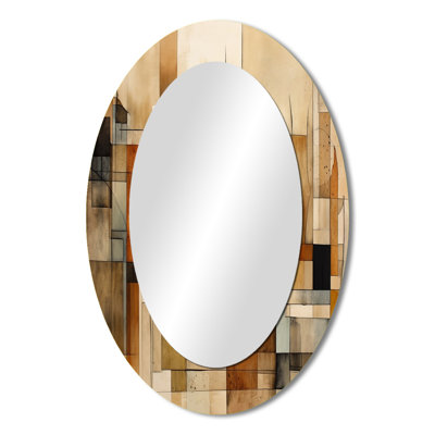 Modernist Expressions IV - Abstract Oval Decorative Mirror On Metal