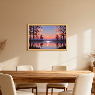 Plants &Flowers Moonlit Lake Autumn Trees Reflection Sunset Sky