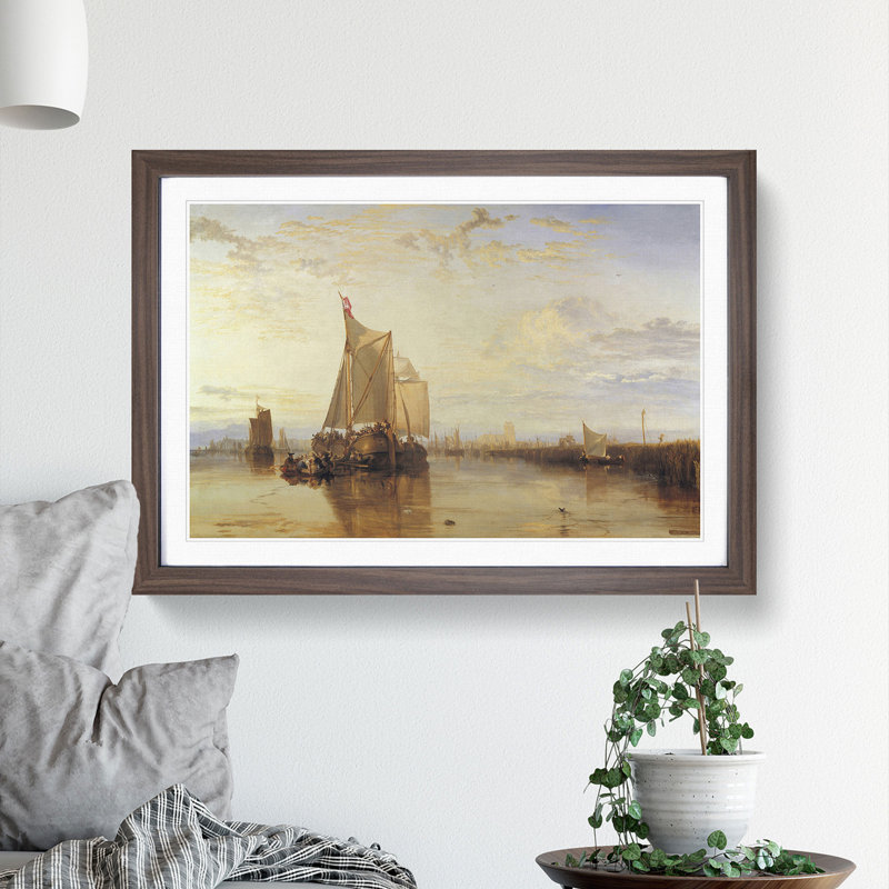 The Dort Packet Boat by Joseph Mallord William Turner - Picture Frame Painting, 48cm H x 65cm W x 2cm D, Walnut