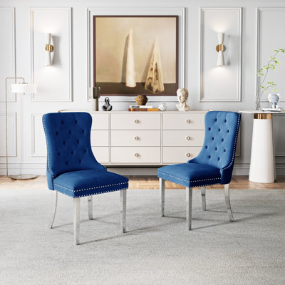 Velvet Upholstered Wingback Dining Chair