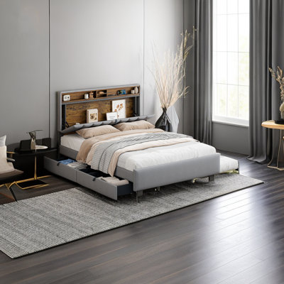 Chelly Upholstered Bookcase Bed