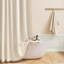 Extra Long Linen Striped Waterproof Shower Curtains with Tassel and 12 Plastic Hooks, Beige 183 x 248 cm