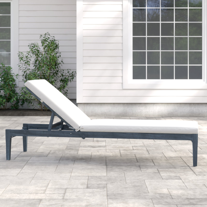 Arwen Outdoor Acacia Wood Chaise Lounge , Cushion Included, Dark Slate Gray