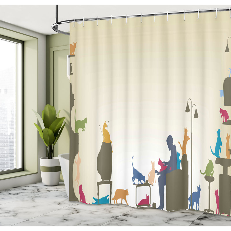 Shower Curtain with Hooks Included, 75"H x 69"W