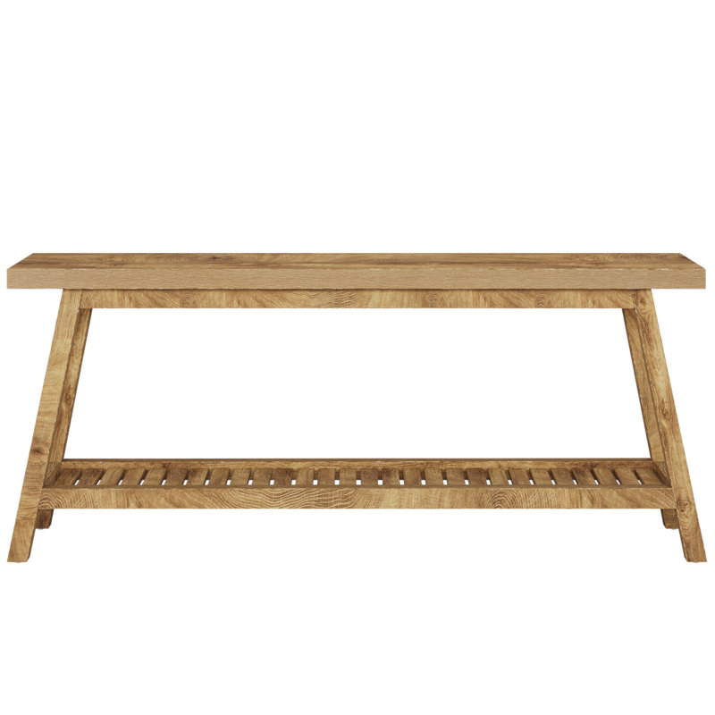 Console Table, Wood Entryway Table With Open Storage Shelf, Light Brown