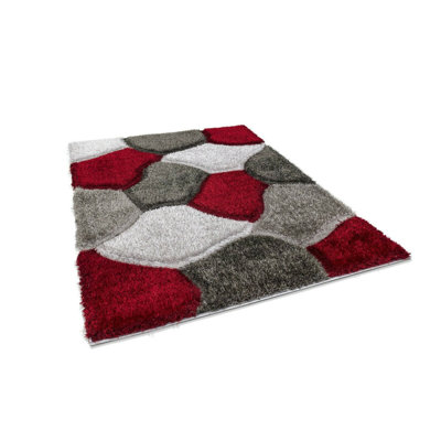 Carolena Handmade Shag Grey/Red Rug