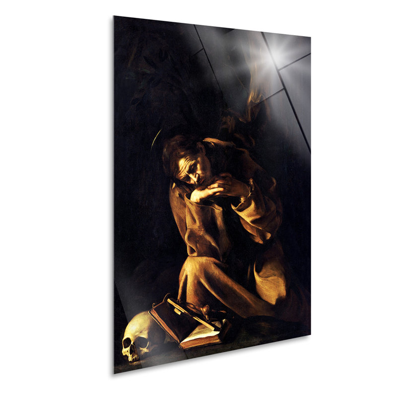 St. Francis in Prayer by Caravaggio - No Frame Rectangle Painting, Plastic/Acrylic, 100cm H x 70cm W