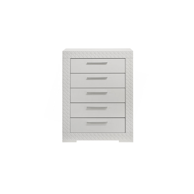 Commode 5 tiroirs en bois blanc Blanca