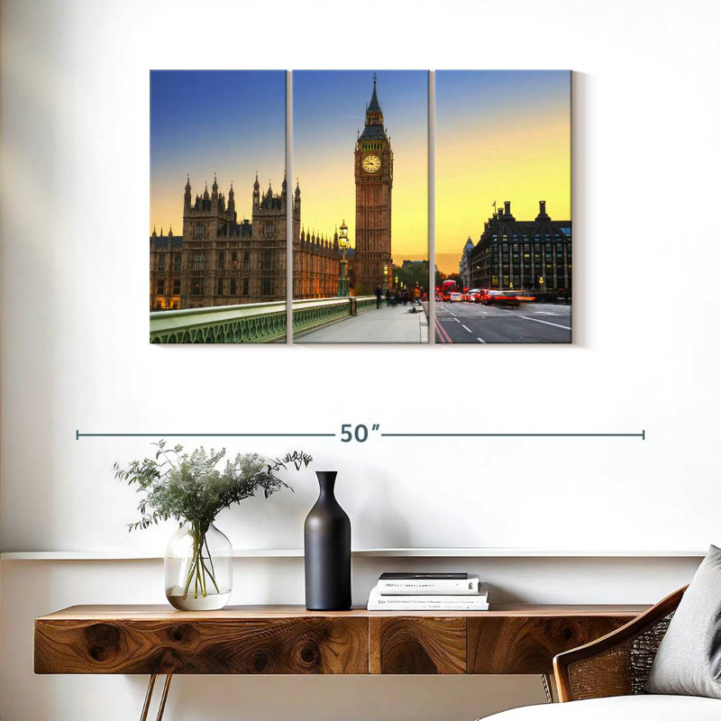 London's Big Ben Clock Tower, 24" H x 38" W