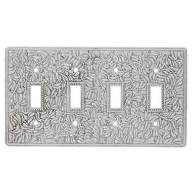 Metal Light Switch Plate Outlet Cover (Sea Horse Crab Star Fish Coral  White- Double Toggle)