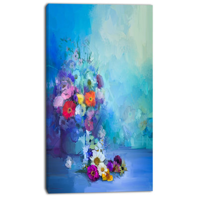 « little florals on blue background », reproduction d’art sur toile tendue