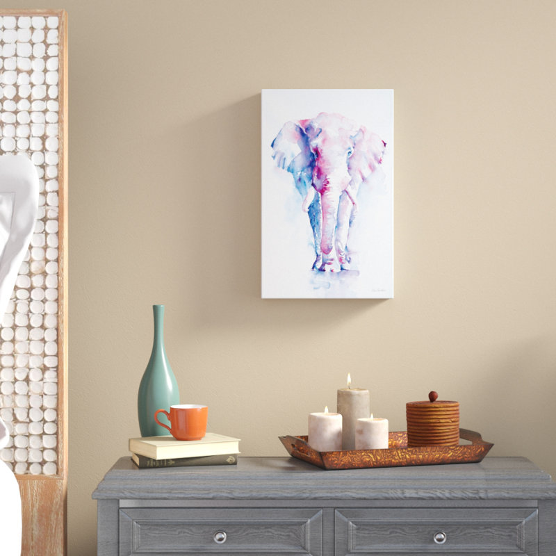 Art mural sur toile tendue - "Un éléphant n'oublie jamais" Aimee Del Valley pour décoration de salon, de chambre à coucher ou de bureau - 12 x 19