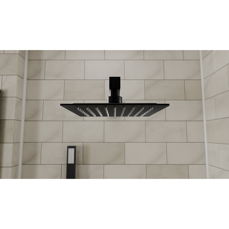 Ascend Ultra-Thin Square Shower Head - 10 in., Matte Black, Matte Black, 10 inch
