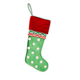 Check It Out Green and White Polka Dot Stocking