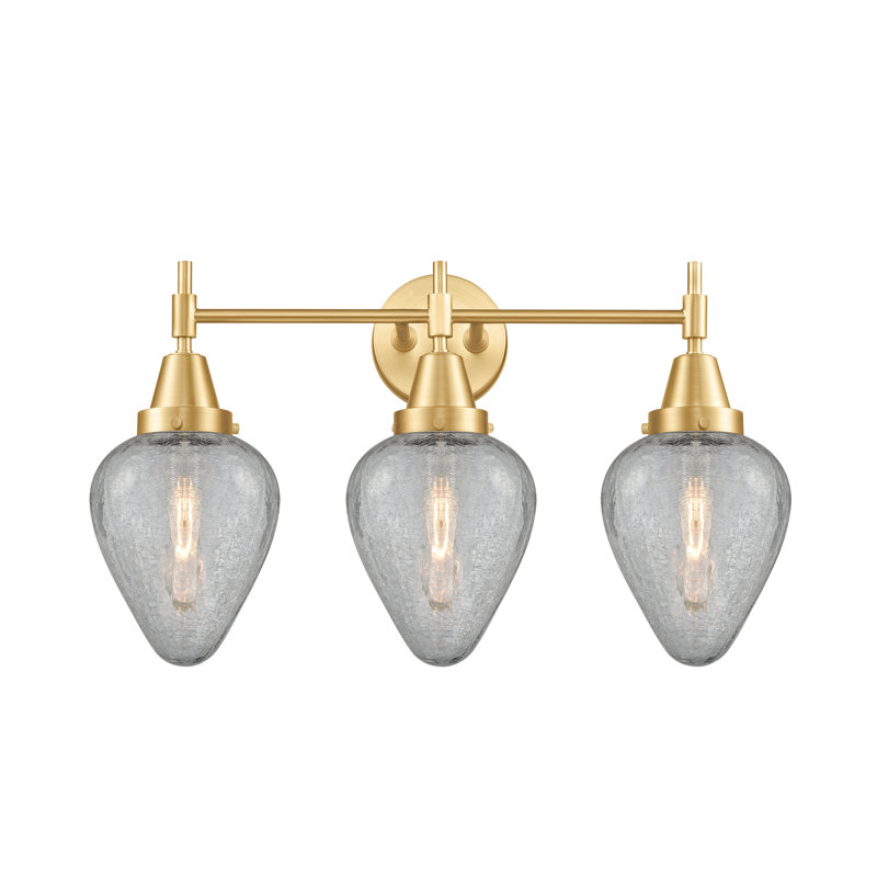 Éclairage pour meuble-lavabo à 3 lumières à intensité variable Gayle, Ampoule non incluse, Laiton brossé, Clair