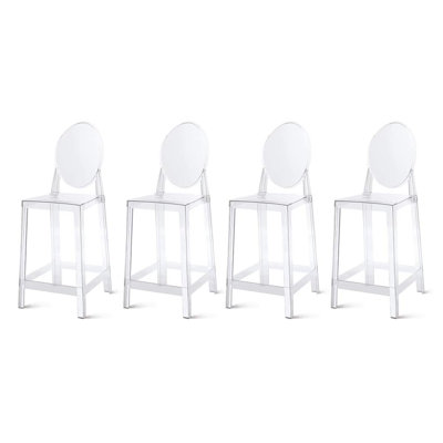25" Seat Height Plastic Acrylic Modern Armless Counter Height Stool For Kitchen