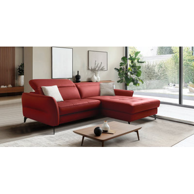 Manchester Leather Corner Sofabed with Adjustable Headrests and Storage