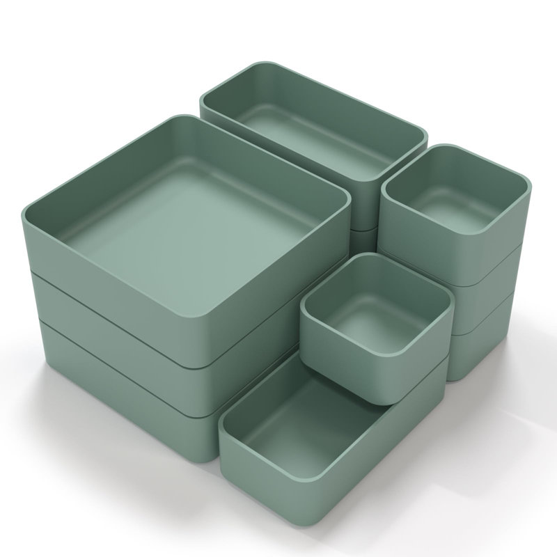 Ensemble de 11 tiroirs de rangement empilables, plateaux de rangement de bureau multi-tailles