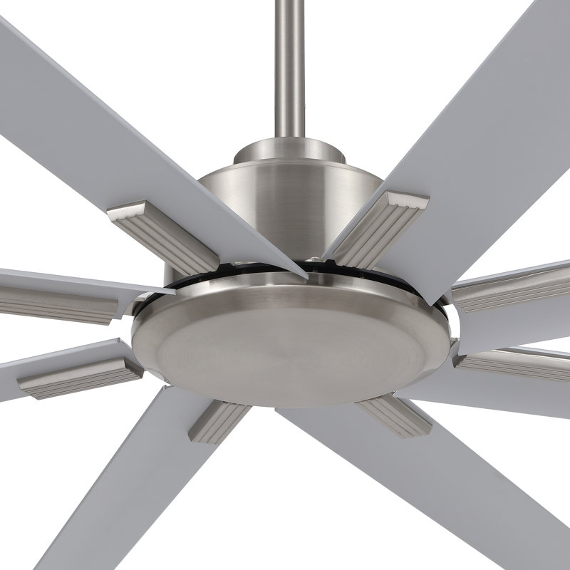 Indoor Ceiling Fan Without Light, With Remote Control, Nickel/Silver, 84"