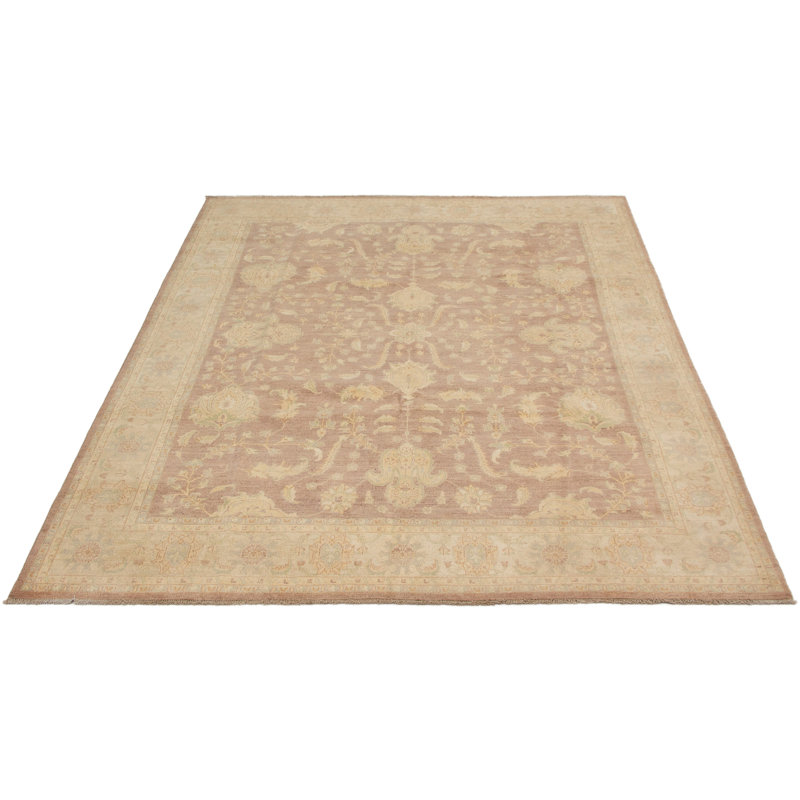 Tapis zone en laine ivoire/rouge 8 pi 2 po x 9 pi 10 po one-of-kind à la main-noué la 2010 ushak Bettache