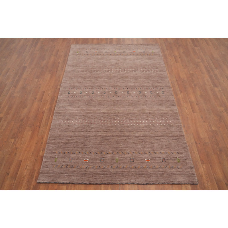 Élégant tapis terreux de style Gabbeh 5 x 8