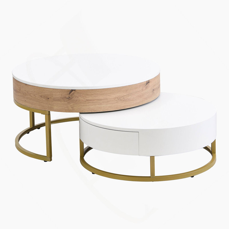 Tables basses gigognes à 2 tiroirs Modern Modern, Blanc