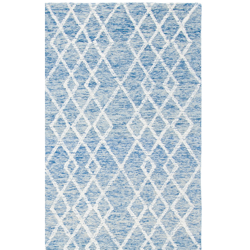 Tapis à motif géométrique en laine et en coton touffeté à la main Gina, Rectangle 4 pi x 6 pi