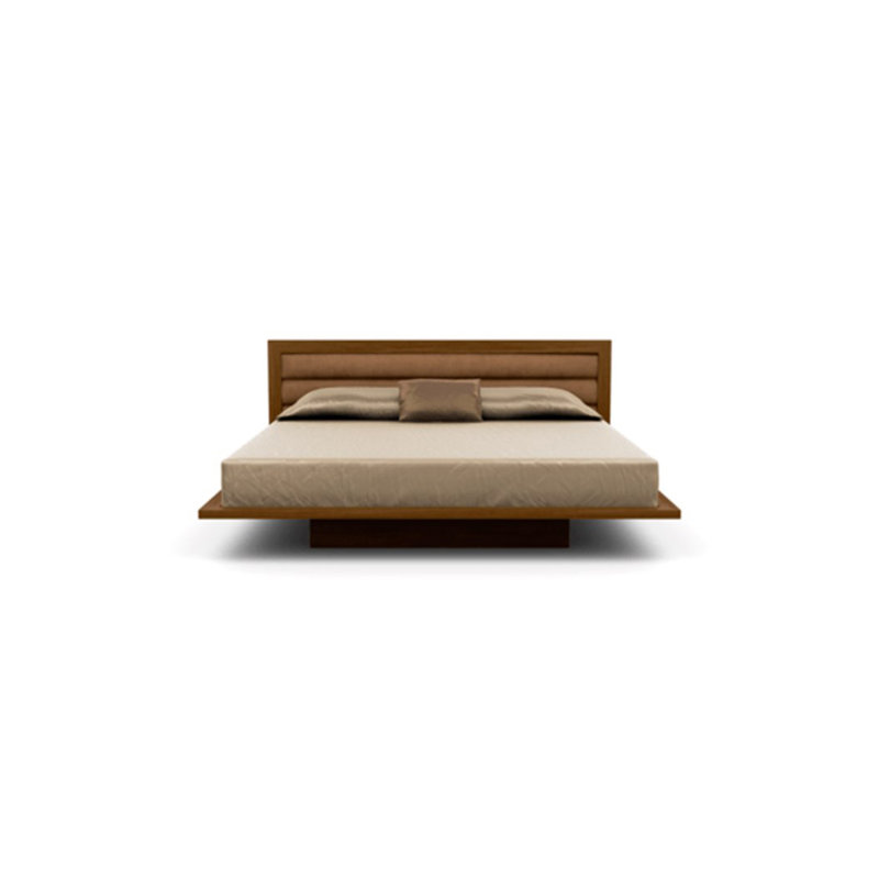 Moduluxe Upholstered Bed, California King, Onyx, Natural Walnut