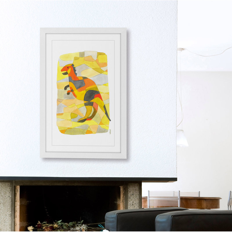 «Dinosaur 1», reproduction d'art, H 36 po x l 24 po, Cadre blanc