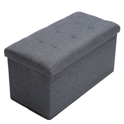 Ekaoluchuku 76cm Wide Rectangle Solid Colour Footstool Ottoman with Storage