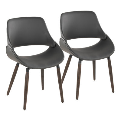 Najrin Faux Leather Chair with Farmhouse Wood Legs (Set of 2)