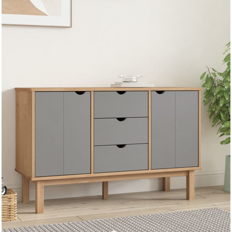 Pleasanton Sideboard OTTA 113.5x43x73 cm Solid Wood Pine, White