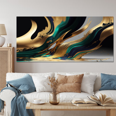 «Green and Gold Agate II», art abstrait sur toile transitionnel