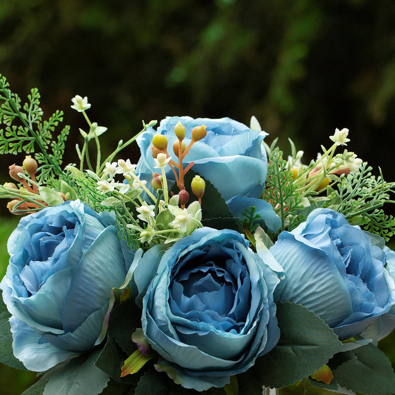 Arrangement de pivoines dans un vase, Bleu