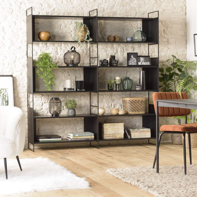 Ilyass 190cm H x 181cm W Iron Etagere Bookcase