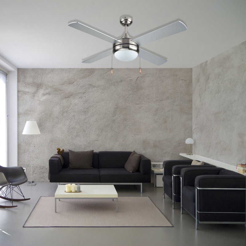 52-Inch Silver Brushed Nickel Ceiling Fan with Frosted Glass Light Kit