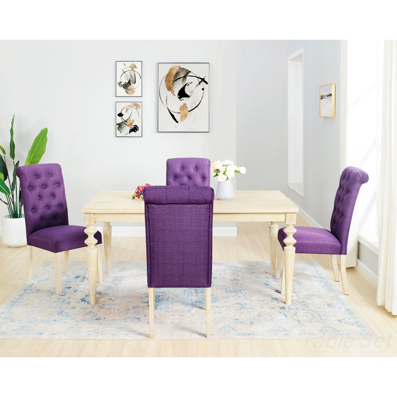 Ensemble de table de salle à manger, ensemble de table de salle à manger 5 pièces, table de salle à manger à pieds tournés avec 4 chaises capitonnées