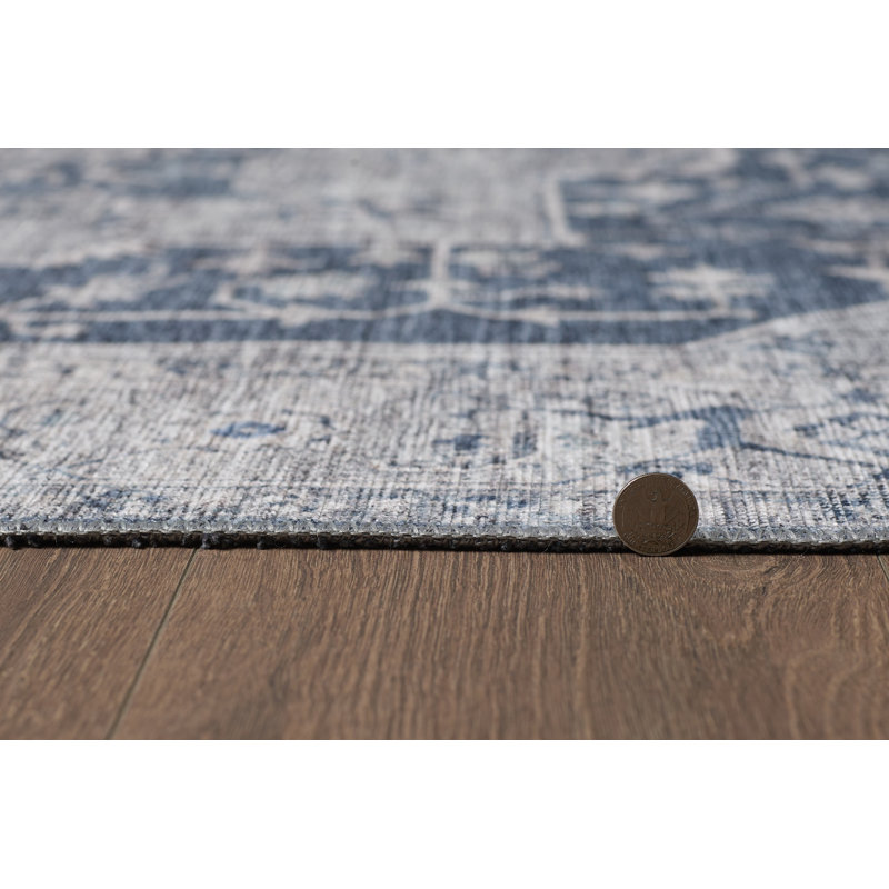 London Parisian Machine Woven Performance Area Rug - Denim - 7'6" x 9'6", 7'6" x 9'6"