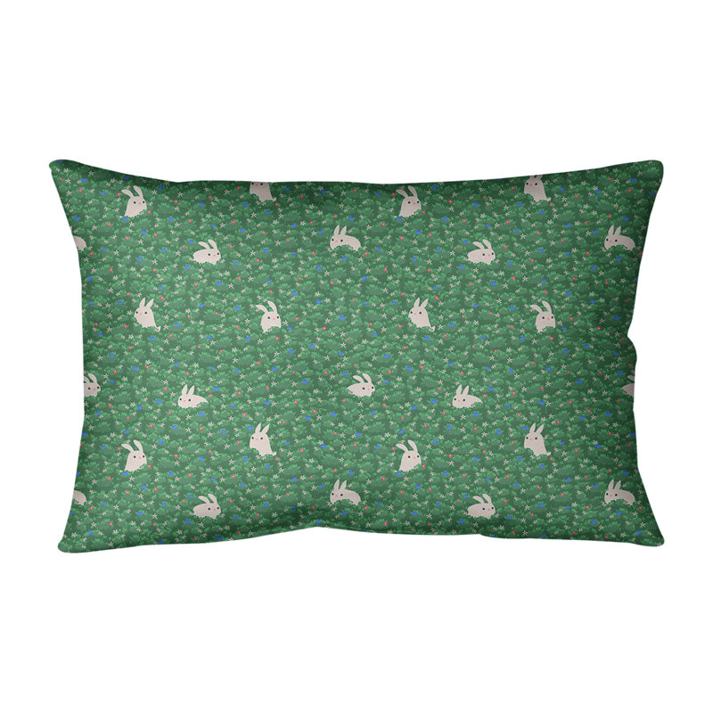 Housse de coussin lombaire à imprimé animal en lapin Katelyn Elizabeth, Jade, Polyester / Bourre en polyester
